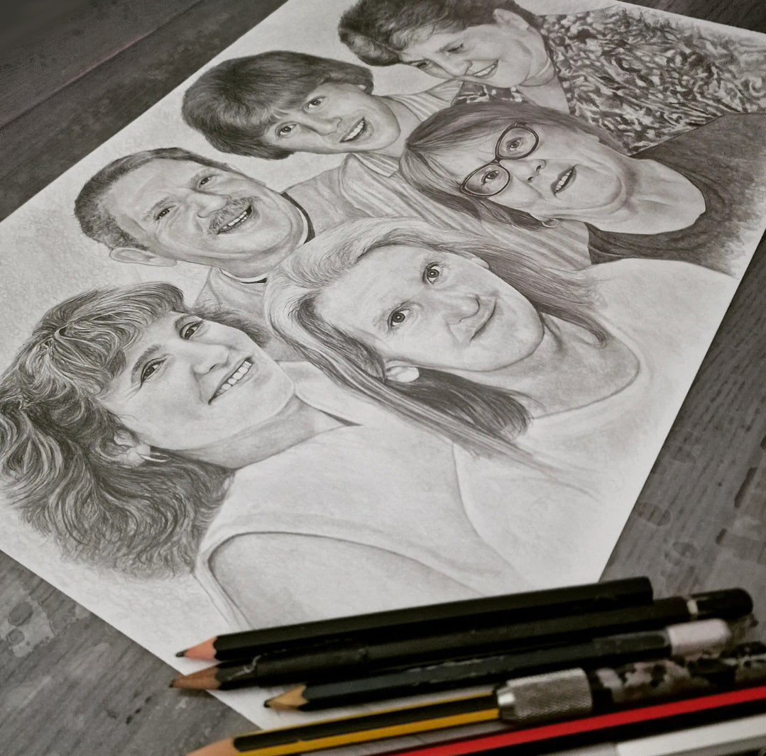 A1 Hand Drawing with Four People
