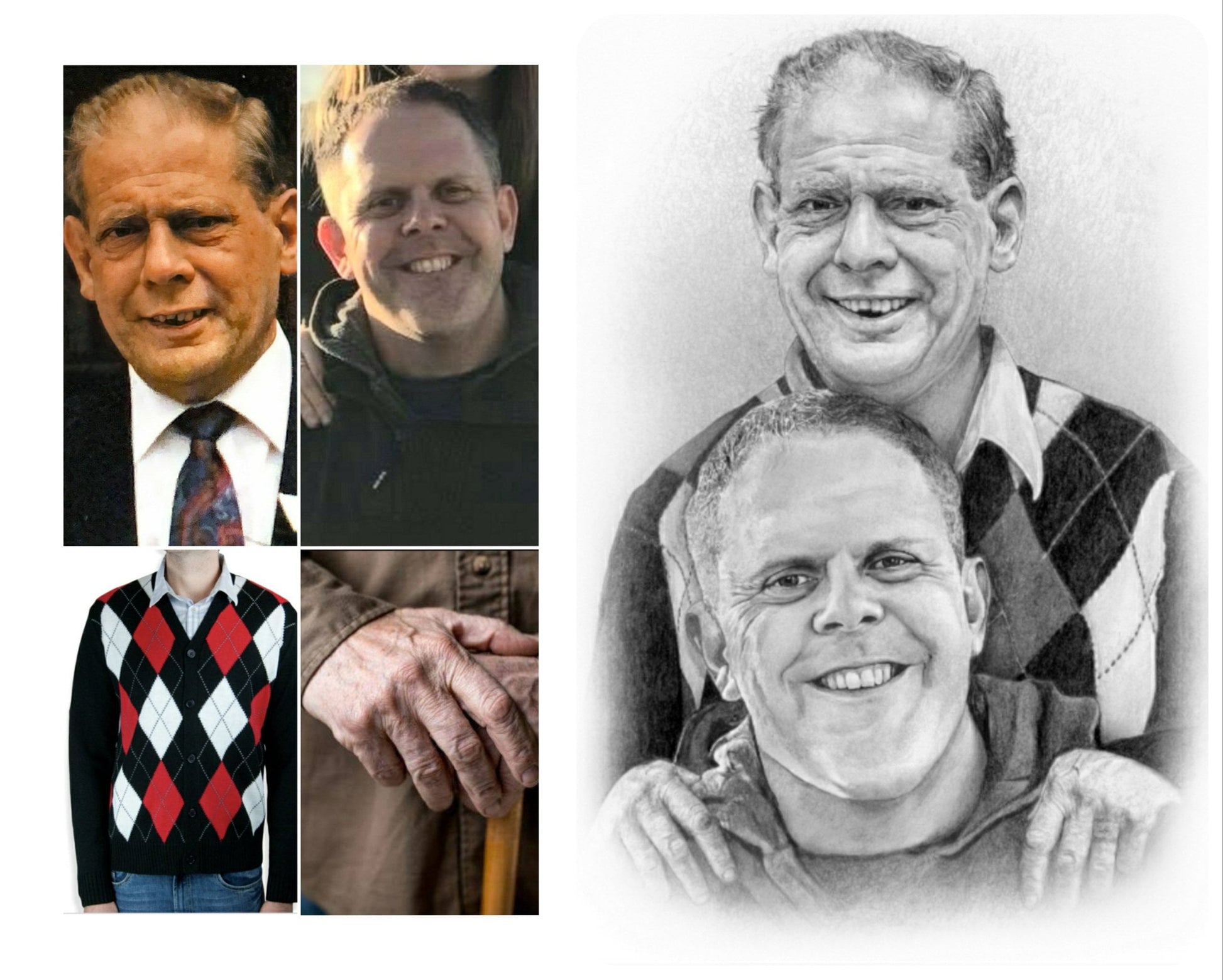 Hand Drawn Professionally Sketched Pencil Drawing. Combine Photos for the Perfect Hand Sketched Family Portrait - Photo Restoration Included
