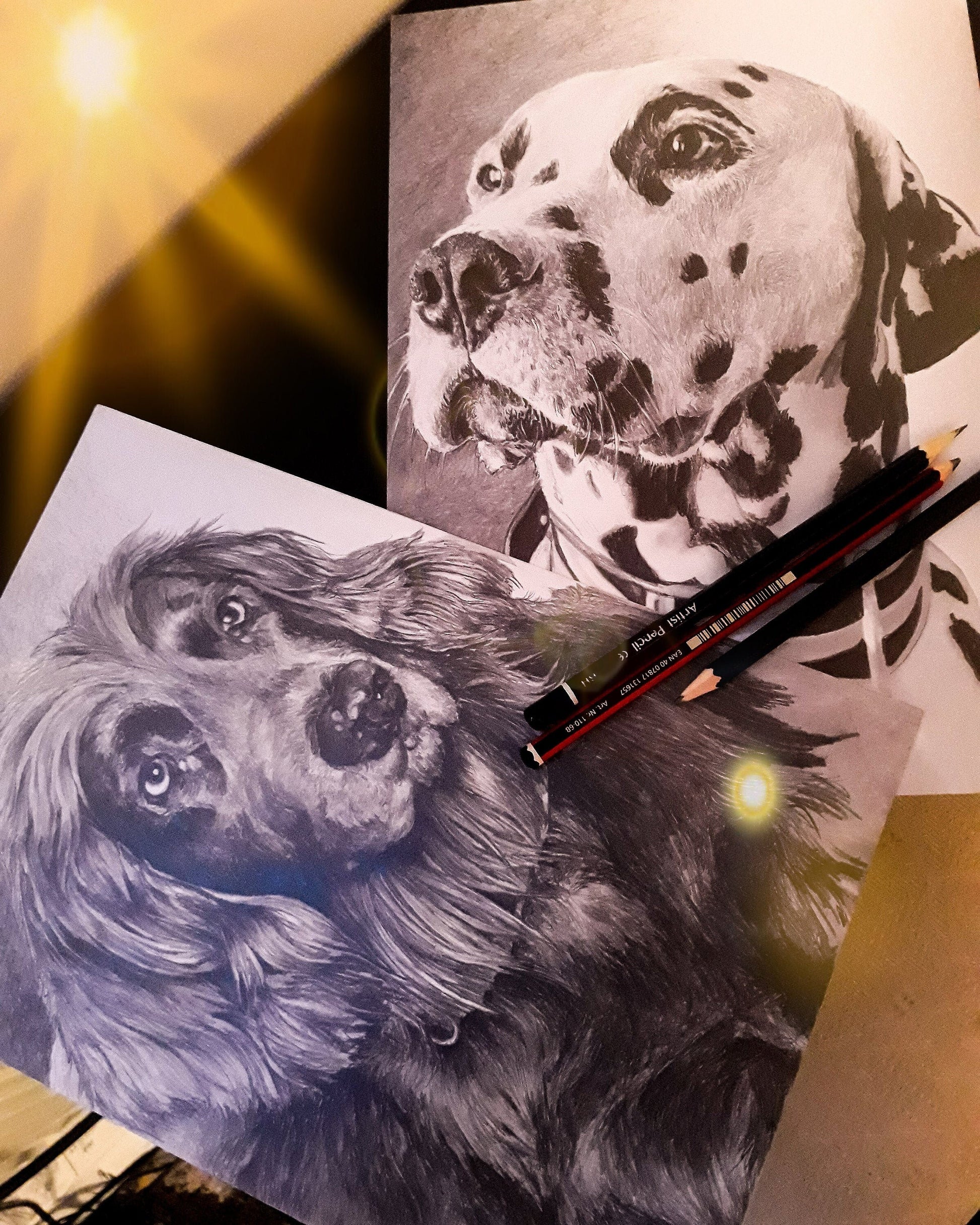 Hand Drawn Dog Pencil Sketch - Hyper realistic professional pet portraits made from your photos. The perfect gift for all animal lovers