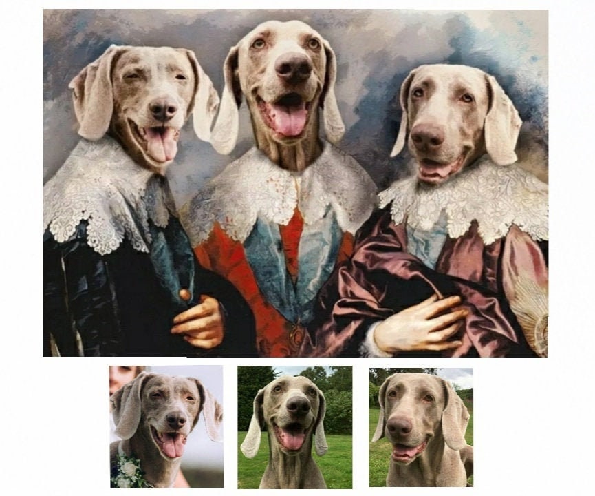 Custom Dog Portrait, Pet Portrait Royal, Renaissance Animal Painting, Funny Pet Lover Gift