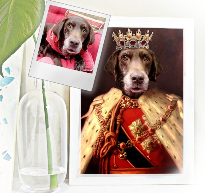 Custom Dog Portrait, Pet Portrait Royal, Renaissance Animal Painting, Funny Pet Lover Gift