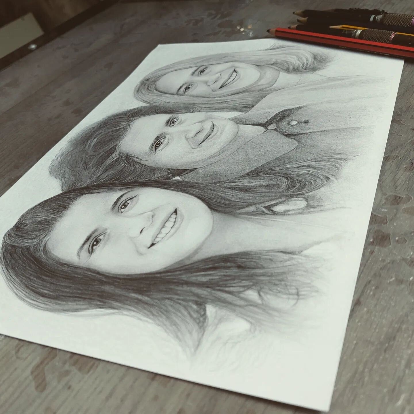Hand Drawn Professionally Sketched Pencil Drawing. Combine Photos for the Perfect Hand Sketched Family Portrait - Photo Restoration Included